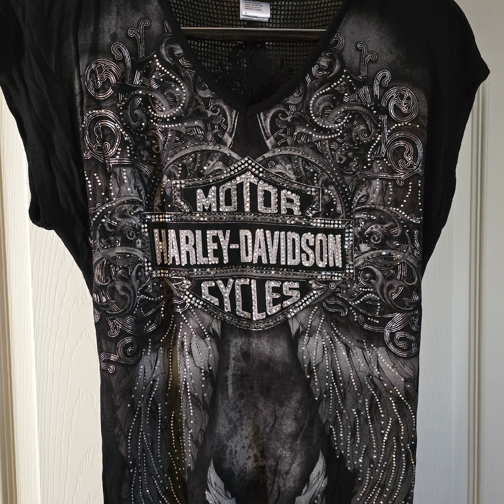 Harley-Davidson Black Lace Detail Top
